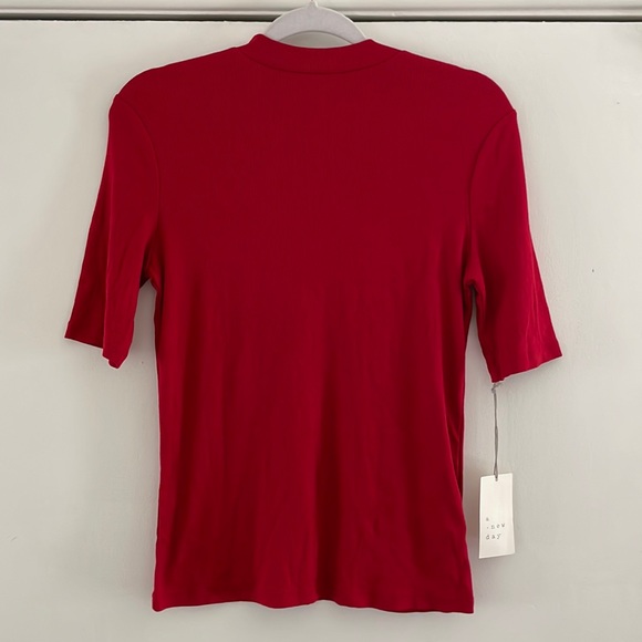 a new day Tops Nwt A New Day Red Mocked Half Sleeve Ribbed Tee S